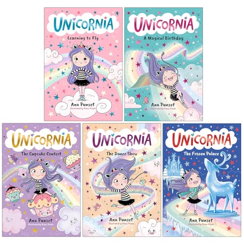 Unicornia Series – 5 Book Collection Set: Learning to Fly, A Magical Birthday, The Cupcake Contest, The Dance Show & The Frozen Palace - By Ana Punset