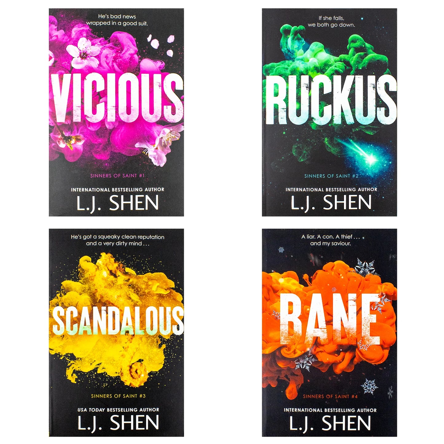 Sinners of Saint Series – 4 Book Collection Set: Vicious, Ruckus, Scandalous & Bane - By L.J. Shen - Paperback