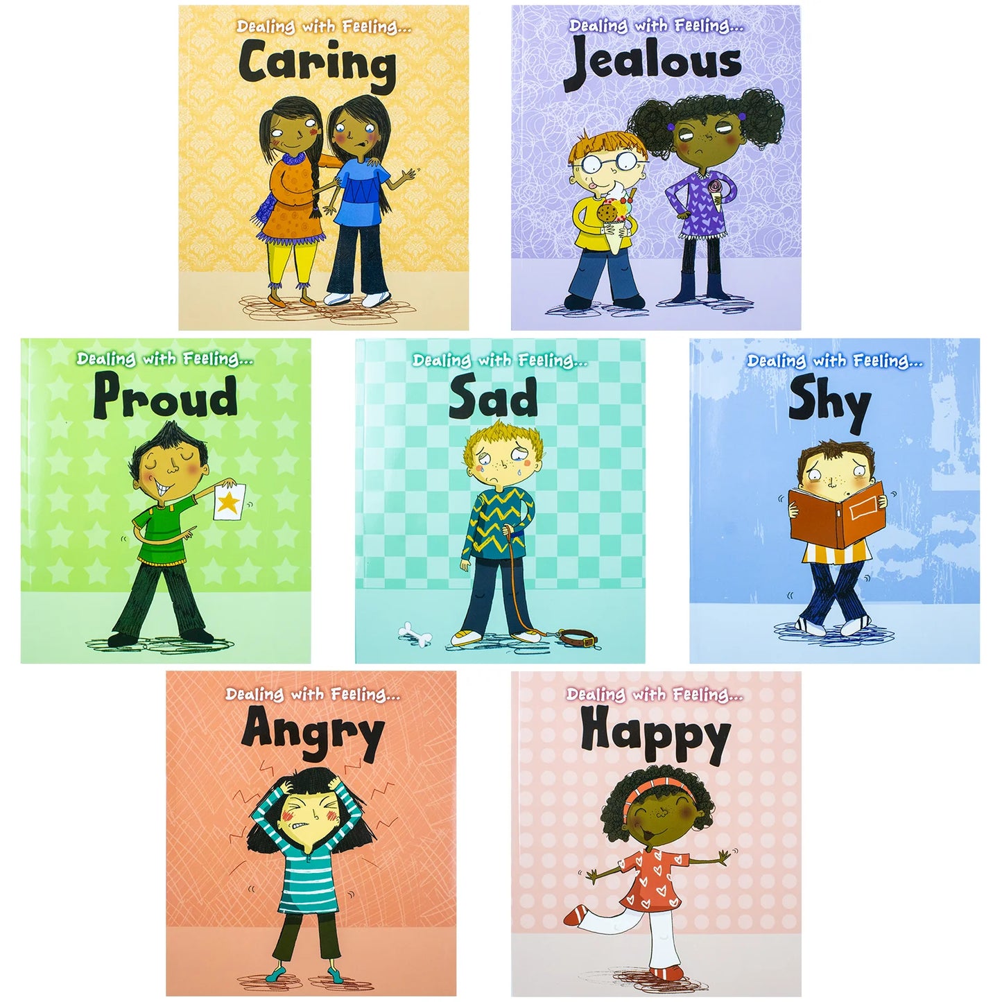 Dealing With Feeling – 8 Book Collection Set: Angry, Caring, Happy, Jealous, Proud, Sad, Shy & Worried - By Isabel Thomas - Paperback