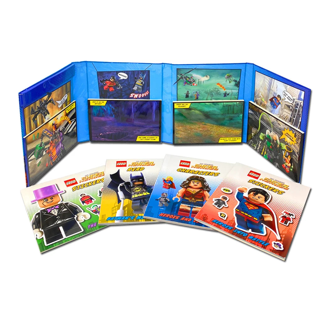 LEGO DC Comics Super Heroes Folder Fun – 4 Book Collection: Activity & Comic Book Set - Paperback