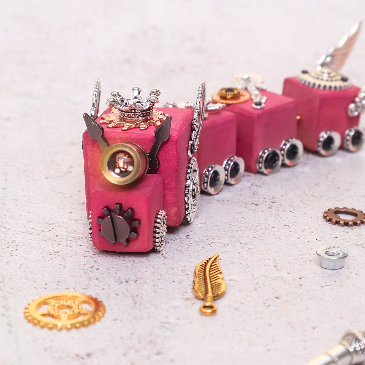 DIY Timber Train Kit – Build a Wooden Train with LED Light, Fun Accessories, Home and Office Décor