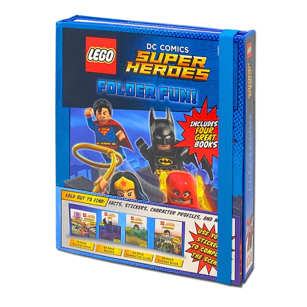 LEGO DC Comics Super Heroes Folder Fun – 4 Book Collection: Activity & Comic Book Set - Paperback