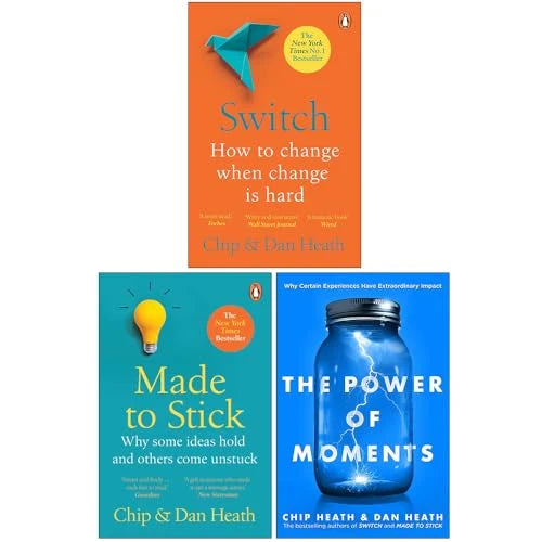 Chip & Dan Heath Collection – 3 Book Set: Switch, Made to Stick & The Power of Moments - By Chip Heath & Dan Heath - Paperback
