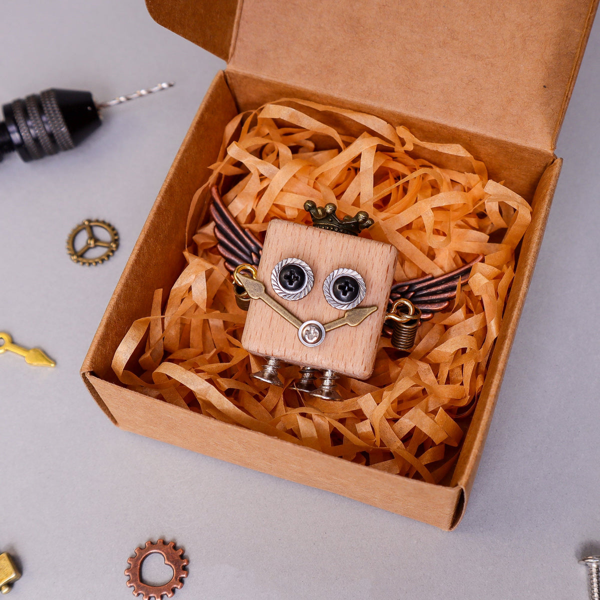 DIY Timberbot Kit – Build 2 Wooden Robots, Make Keychains & Necklaces