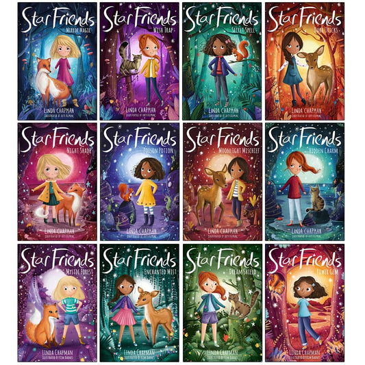 Star Friends Series – 12 Book Collection Set: Mirror Magic, Wish Trap, Secret Spell, Dark Tricks & More - By Linda Chapman