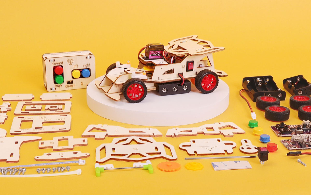 Steering Remote-Controlled Car DIY Kit, Educational STEM Toy