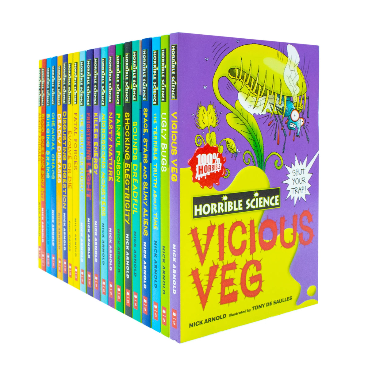 Horrible Science Bulging Box of Books – 20 Book Set: Angry Animals, Chemical Chaos, Deadly Diseases & More - By Nick Arnold - Paperback