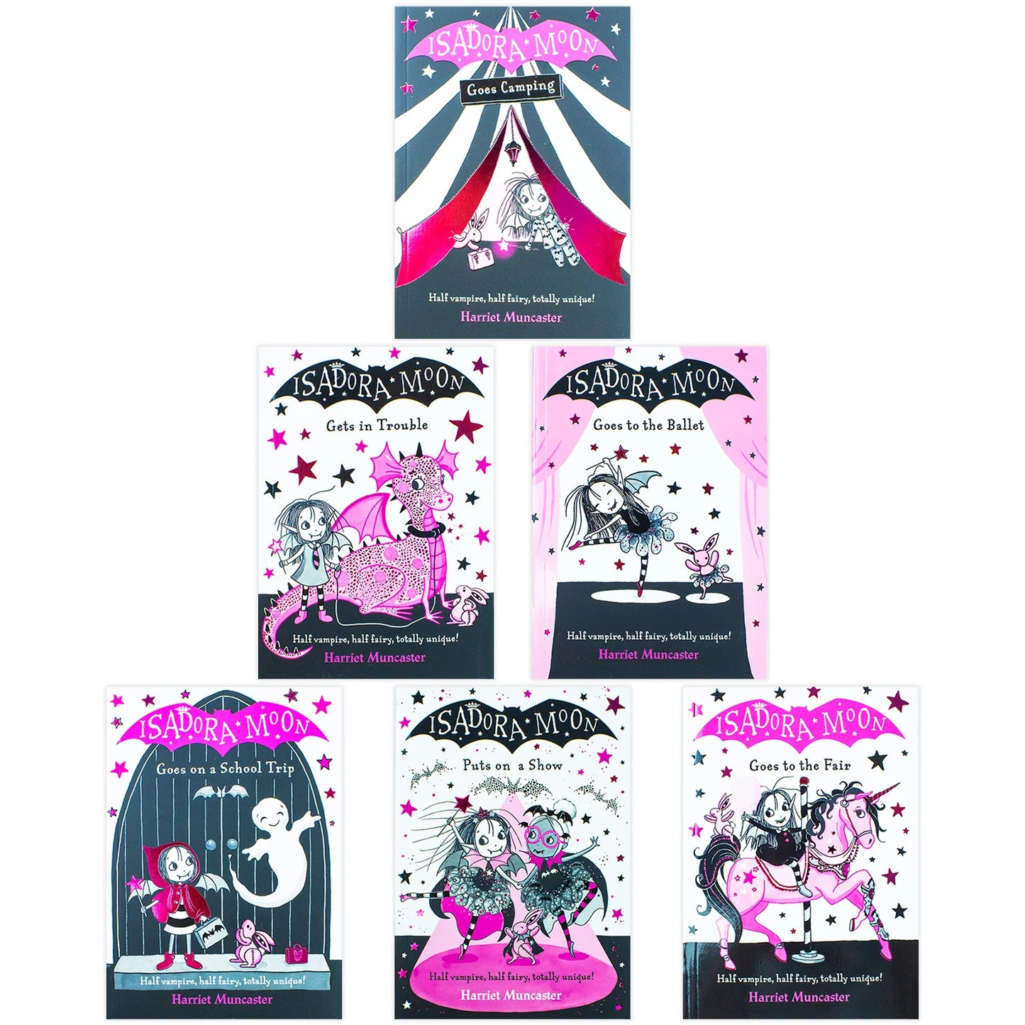 Isadora Moon – 7 Book Collection Set: School Trip, Camping, Magic Pox & More - By Harriet Muncaster