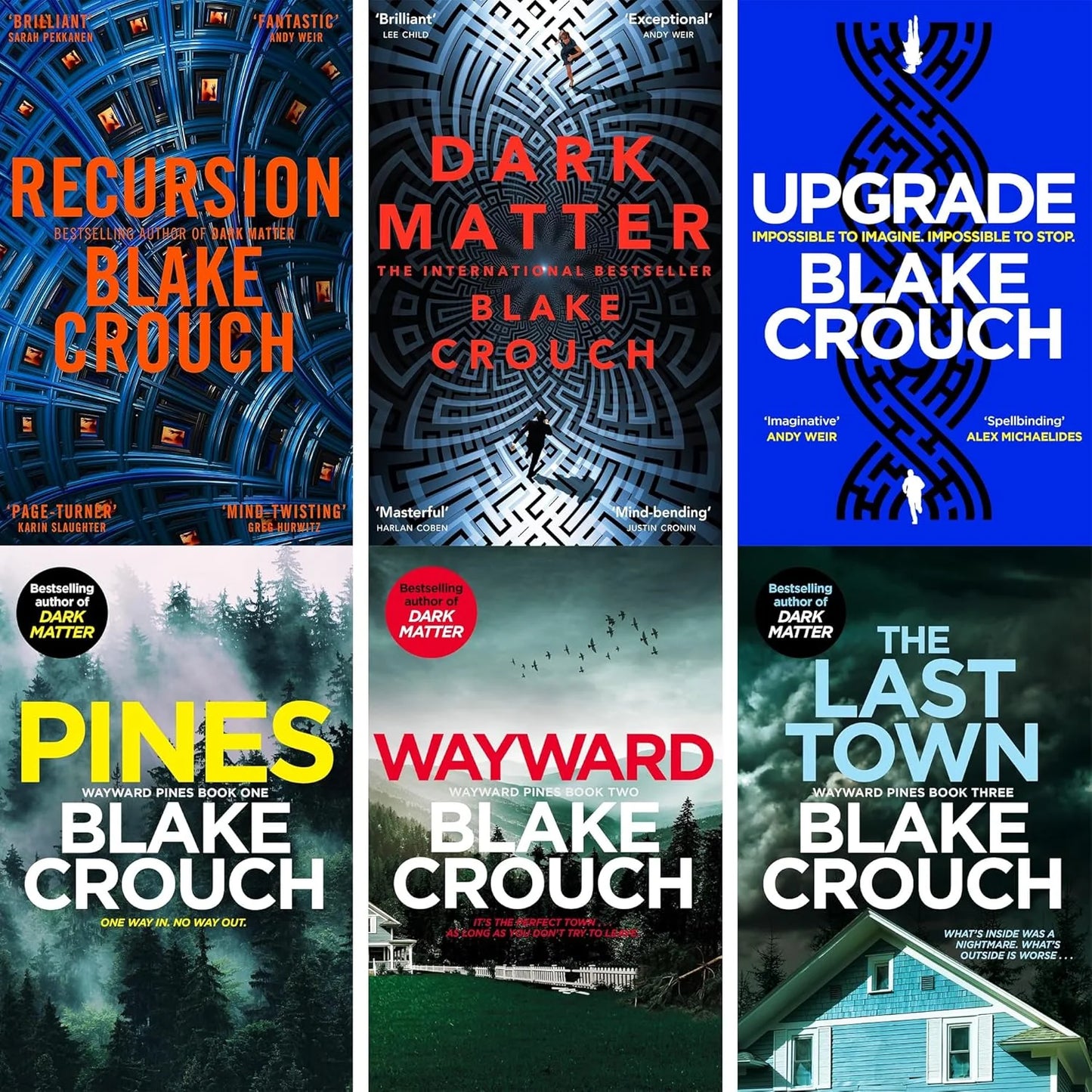 Blake Crouch – 6 Book Collection Set: Dark Matter, Recursion, Upgrade & Wayward Pines Trilogy - Science Fiction Thrillers - Paperback