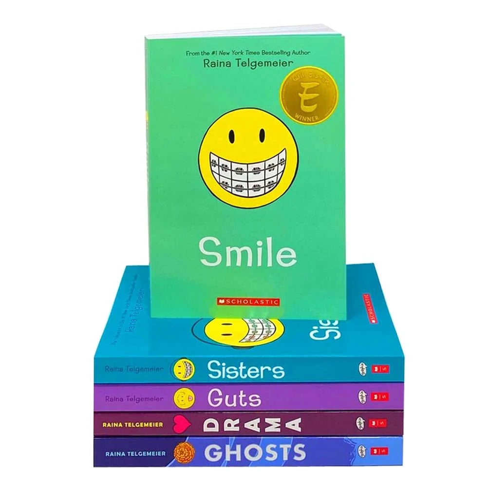 Raina Telgemeier – 5 Book Graphic Novel Collection Set: Smile, Drama, Sisters, Ghosts & Guts - Paperback