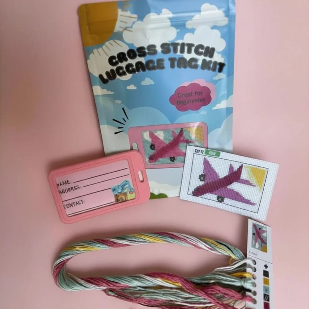 Pink Airplane Cross Stitch Kit