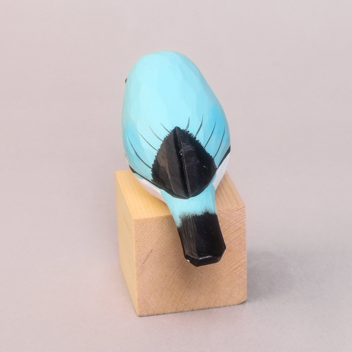 Hand-Carved Wooden Bird Figurine – Blue