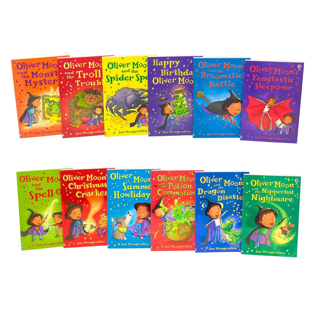 Oliver Moon Junior Wizard – 12 Book Set: Monster Mystery, Spider Spell, Dragon Disaster & More - By Sue Mongredien - Paperback