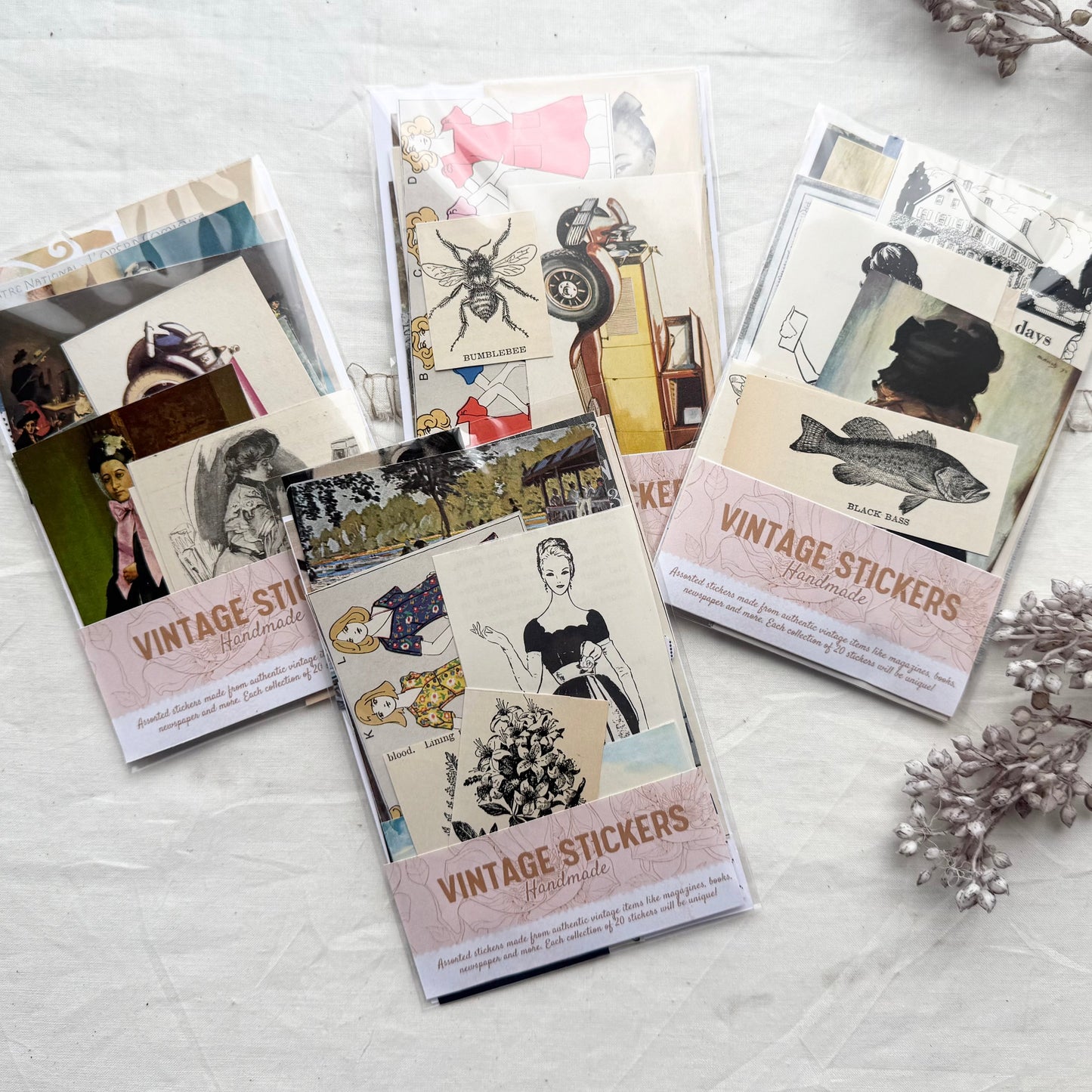 Authentic Vintage Stickers- Handmade