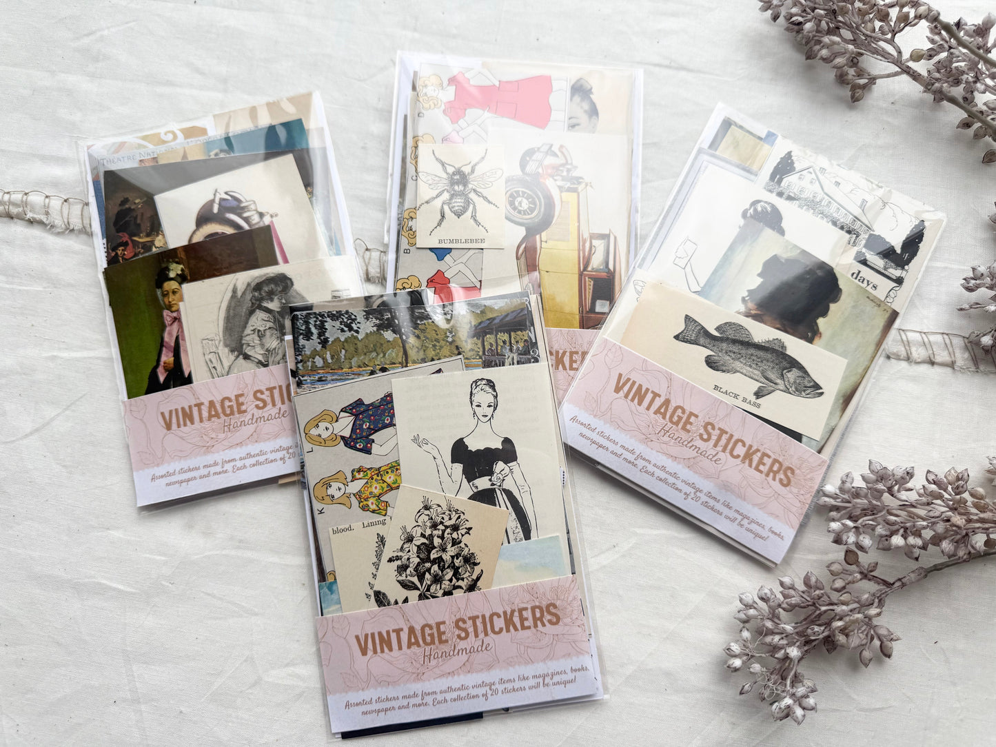 Authentic Vintage Stickers- Handmade
