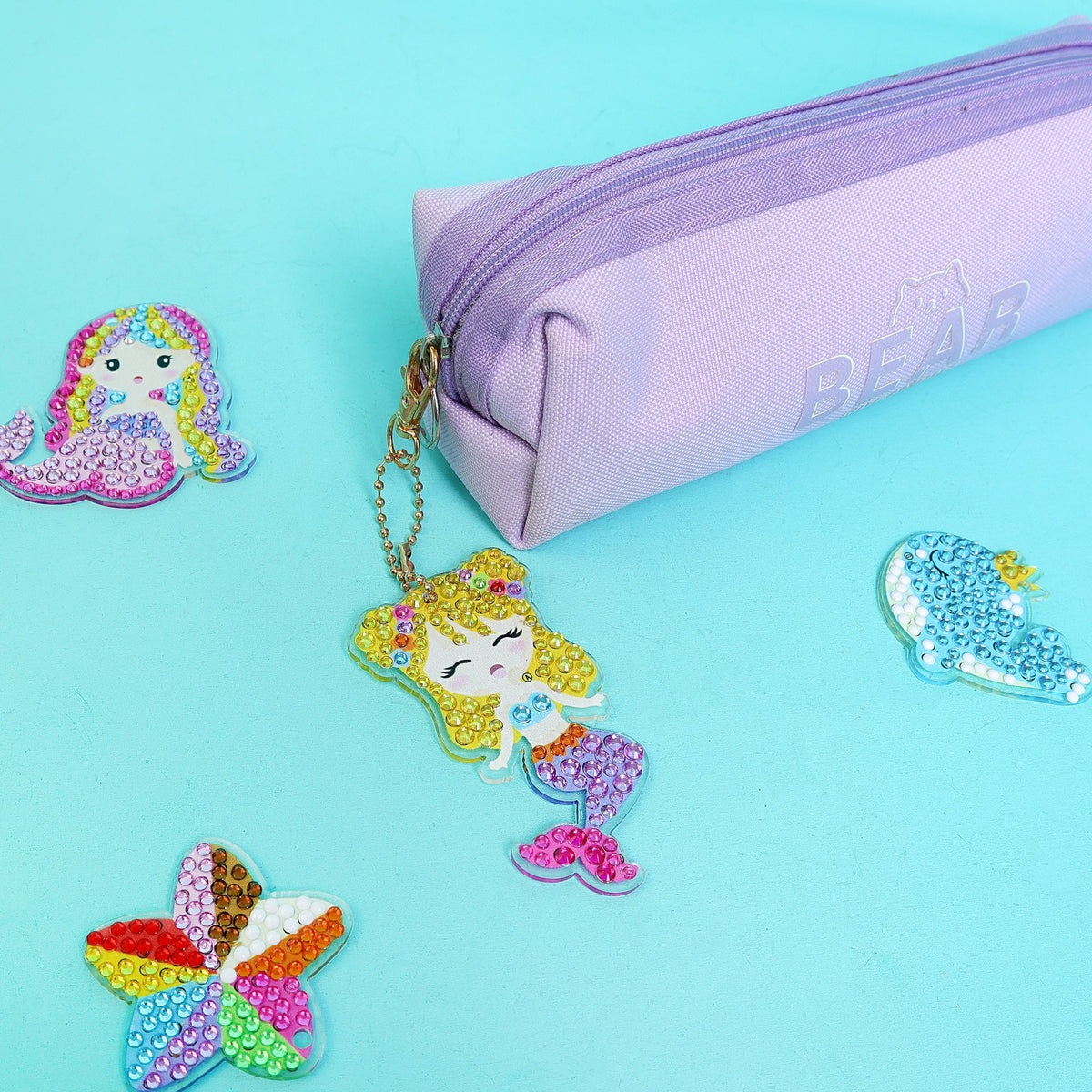 Adorable Keychains Diamond Art Kit – Mermaid (Set of 15)