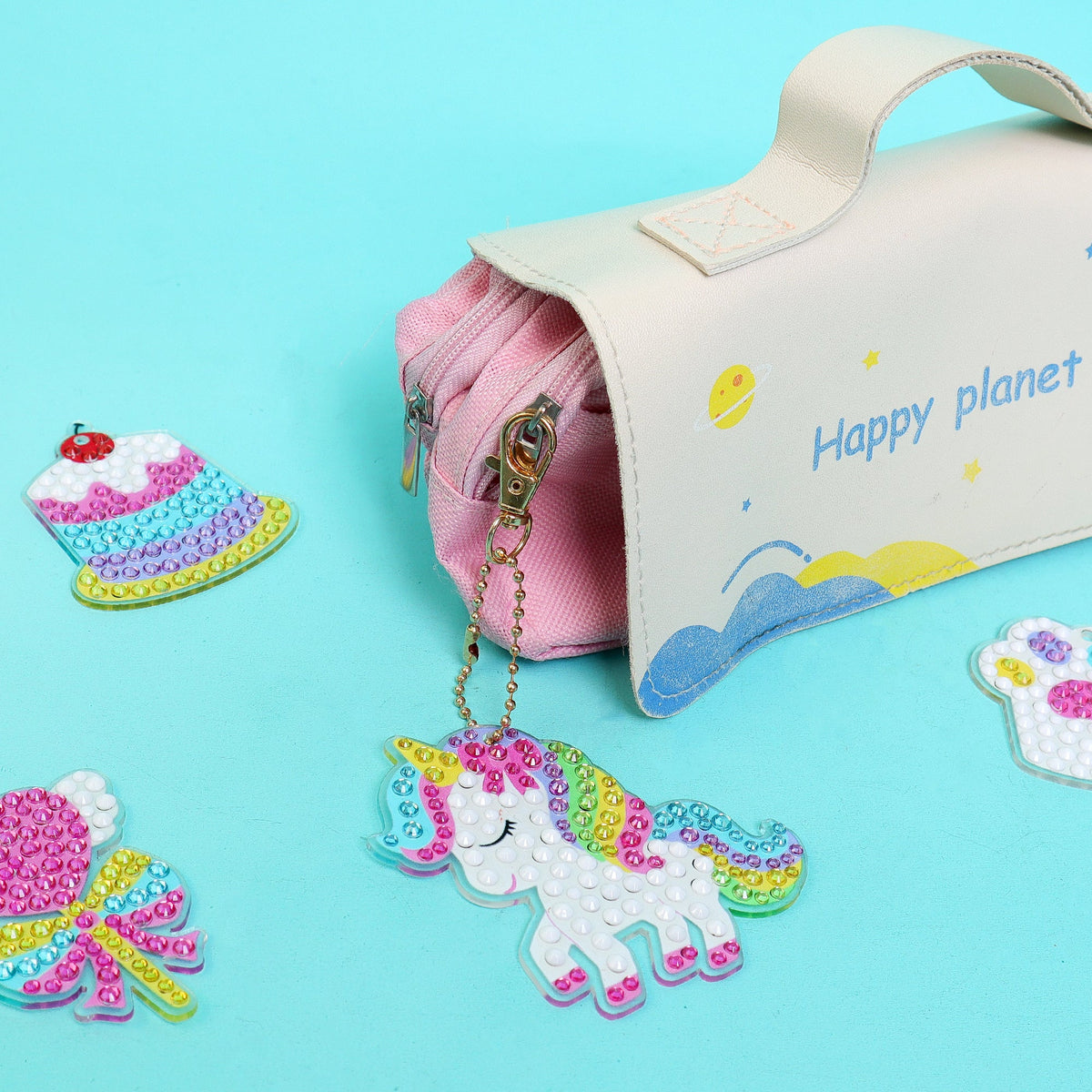 Adorable Keychains Diamond Art Kit – Unicorn (Set of 15)