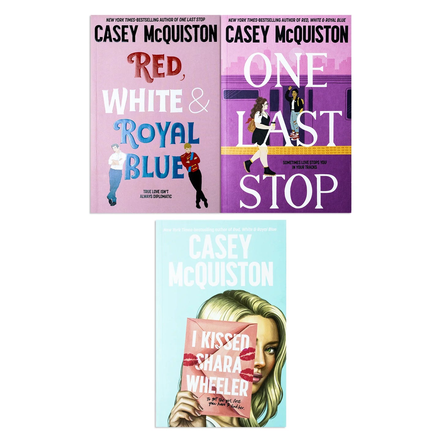 Casey McQuiston – 3 Book Collection Set: One Last Stop, Red, White & Royal Blue & I Kissed Shara Wheeler