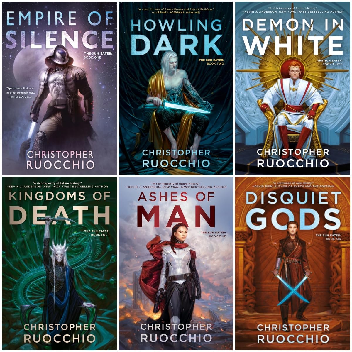 Sun Eater Series 6 Books Set: Empire of Silence, Howling Dark, Demon in White, Kingdoms of Death, Ashes of Man, Disquiet Gods - By Christopher Ruocchio (Author)Paperback Edition -