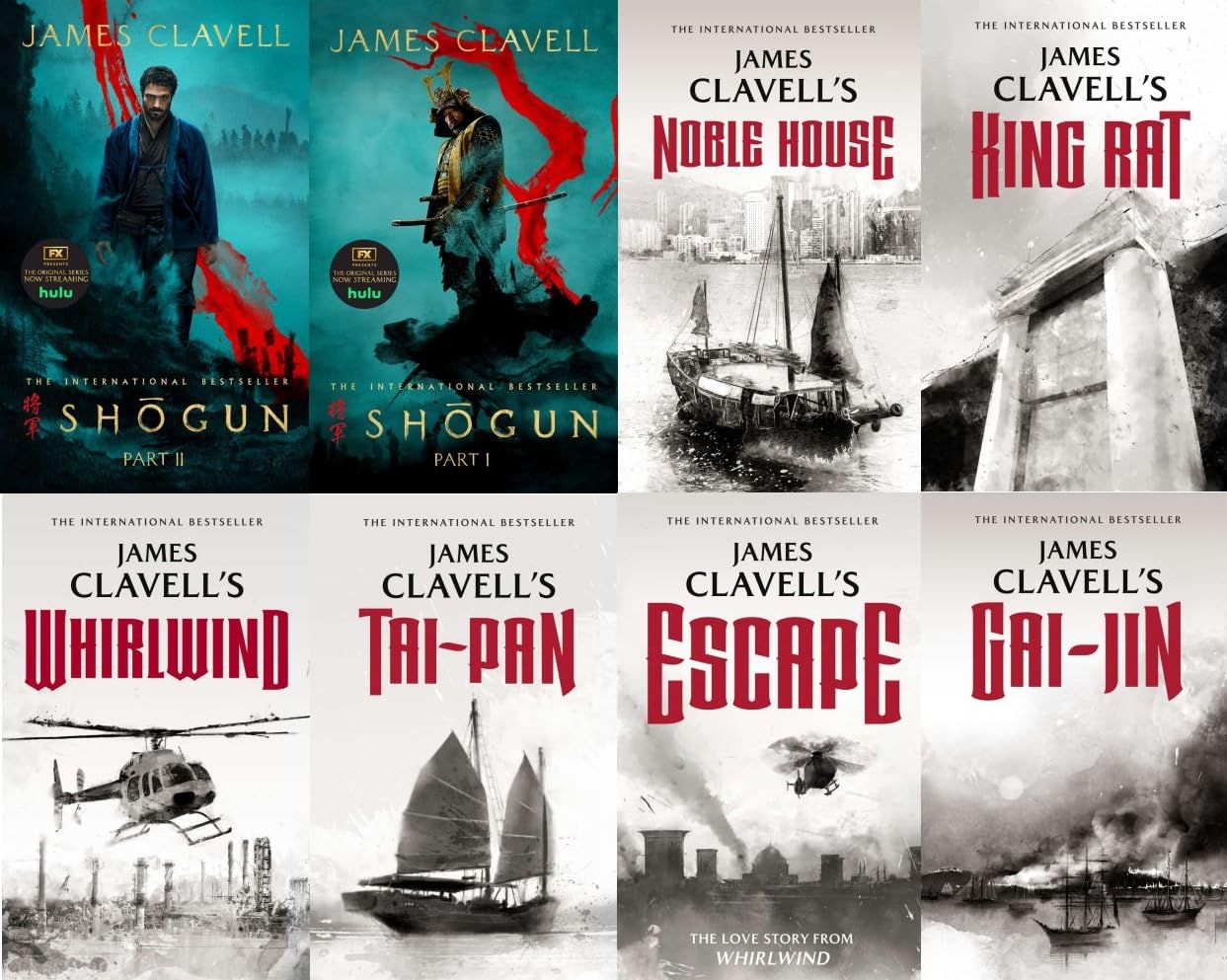 James Clavell's Asian Saga – Complete 7 Novel Collection Set: Shogun Part 1 & 2, Gai-Jin, King Rat, Noble House, Whirlwind & Tai-Pan - By James Clavell