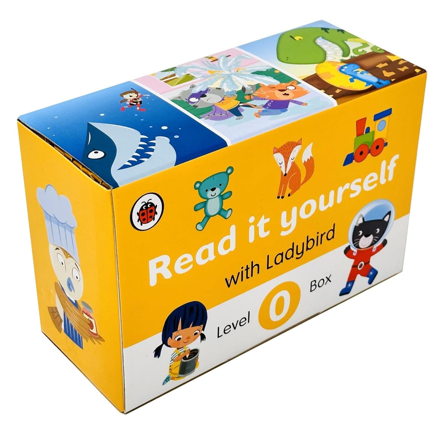 Ladybird Read it Yourself Tuck Box Level 0: 10 Books Box Set (Space Party,Emma Explorer,Pippa and the Pip, Go Kit Cat,Gus and Ross,Wags the Big Dog,Dash is Fab,Jack and Jen,Barn Owl & Camping Trip)