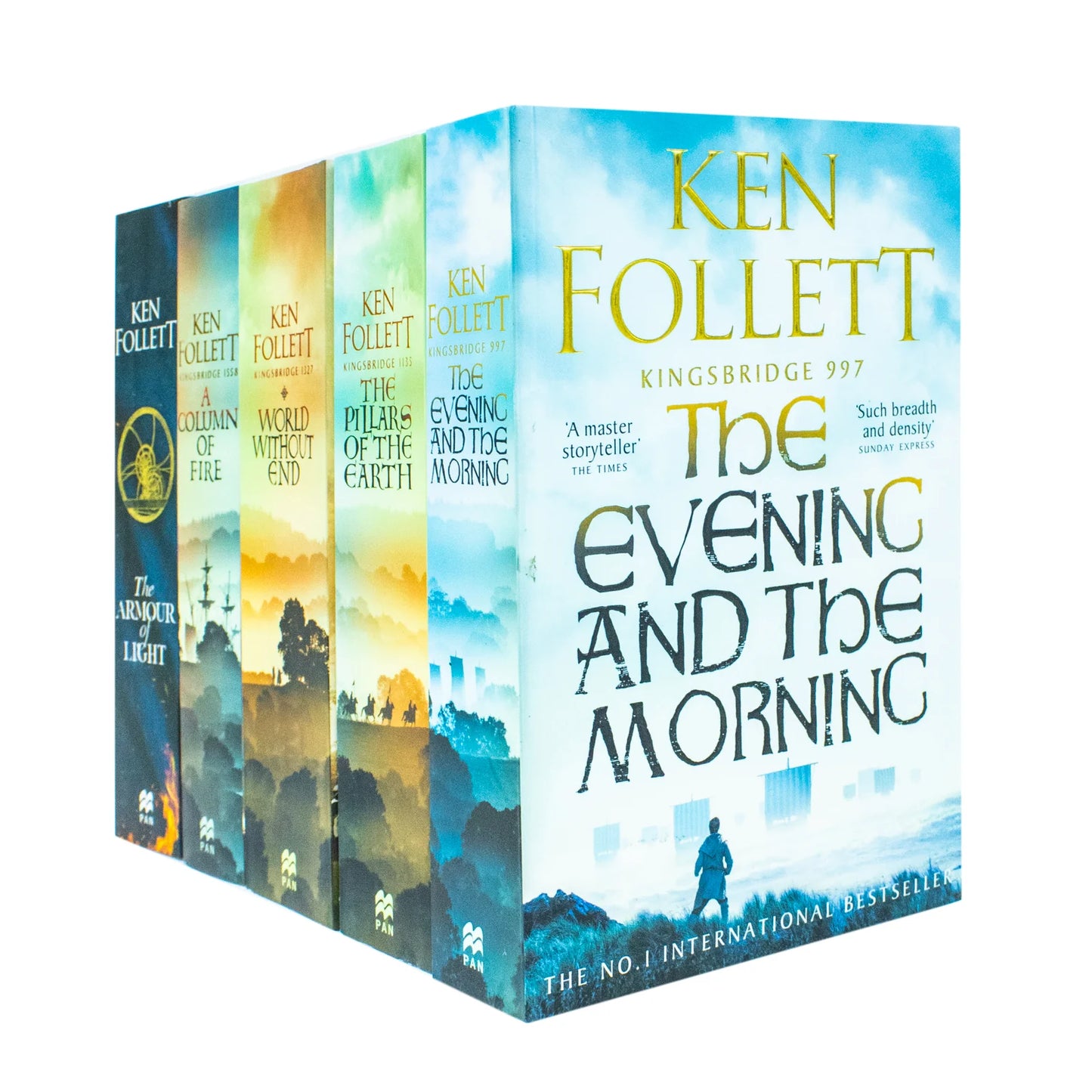Kingsbridge Novels – 5 Book Collection Set: The Pillars of the Earth, World Without End, A Column of Fire, The Evening and the Morning & The Armour of Light - By Ken Follett