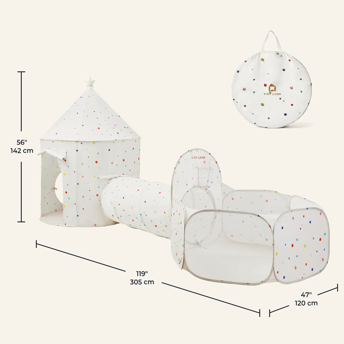 Tiny Land® Compact Adventure 3-in-1 Play Tunnel With no Balls