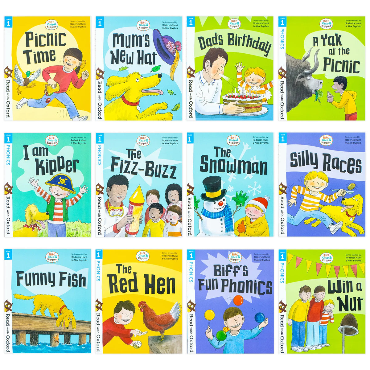 Biff, Chip & Kipper Read with Oxford Stage 1 – 24 Book Collection: Biff's Fun Phonics, Floppy Did This! & More - By Roderick Hunt - Paperback