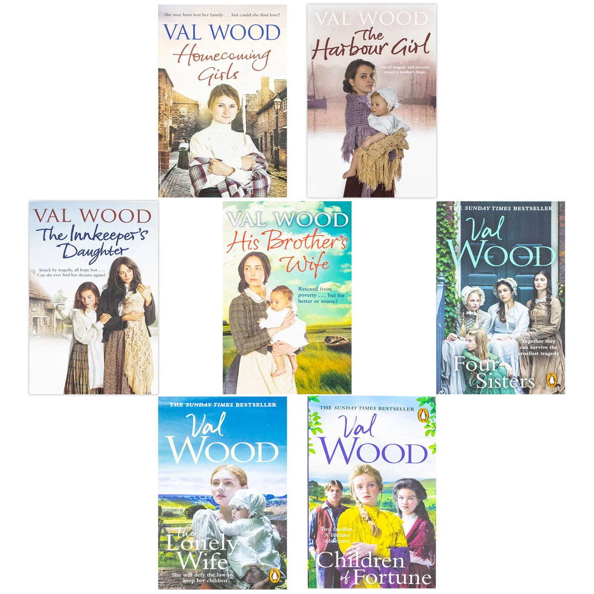 Val Wood Collection – 7 Book Set: Homecoming Girls, His Brother's Wife, The Harbour Girl & More - By Val Wood - Paperback