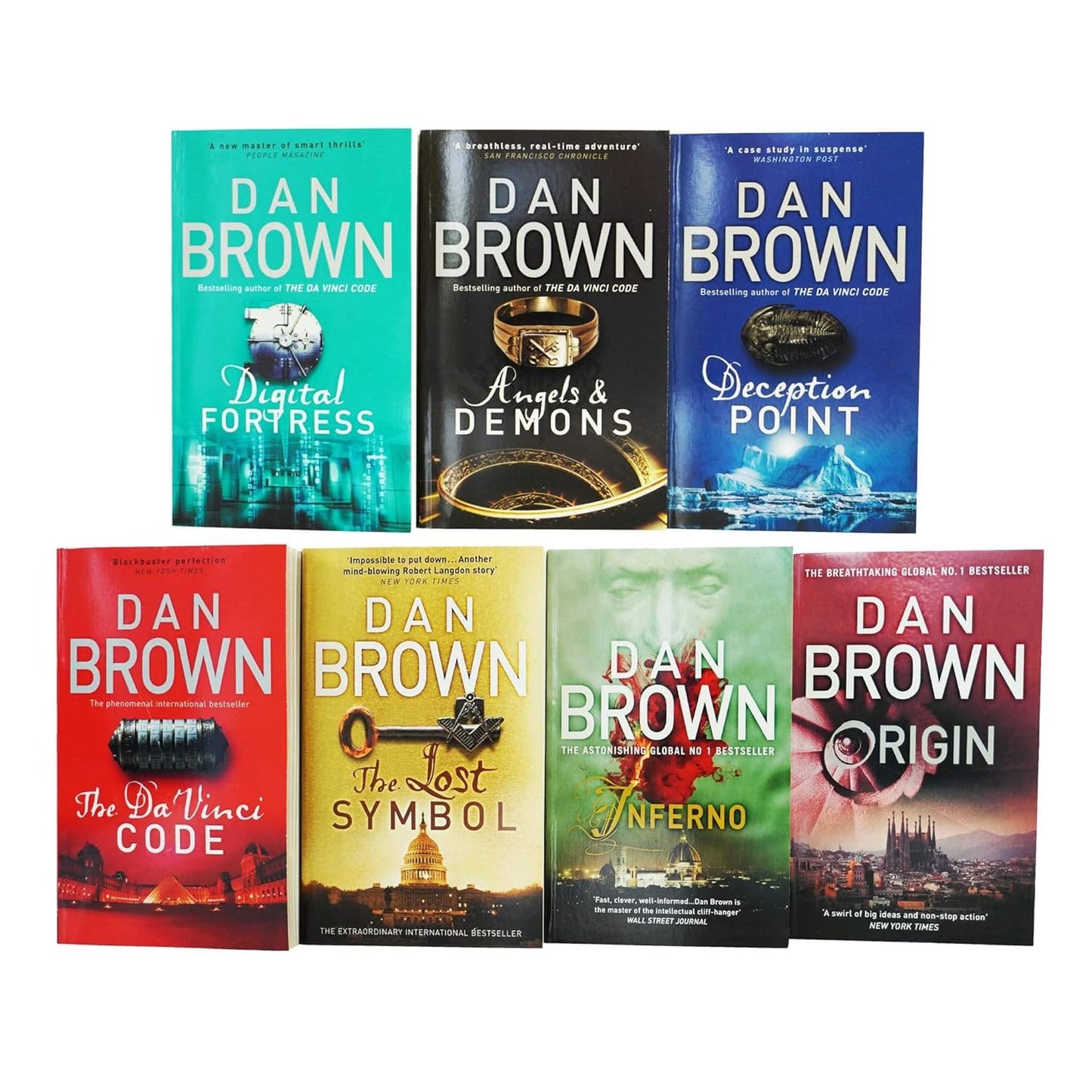 Robert Langdon Series Collection Seven Book Set  - By Dan Brown - 7 Paperbacks