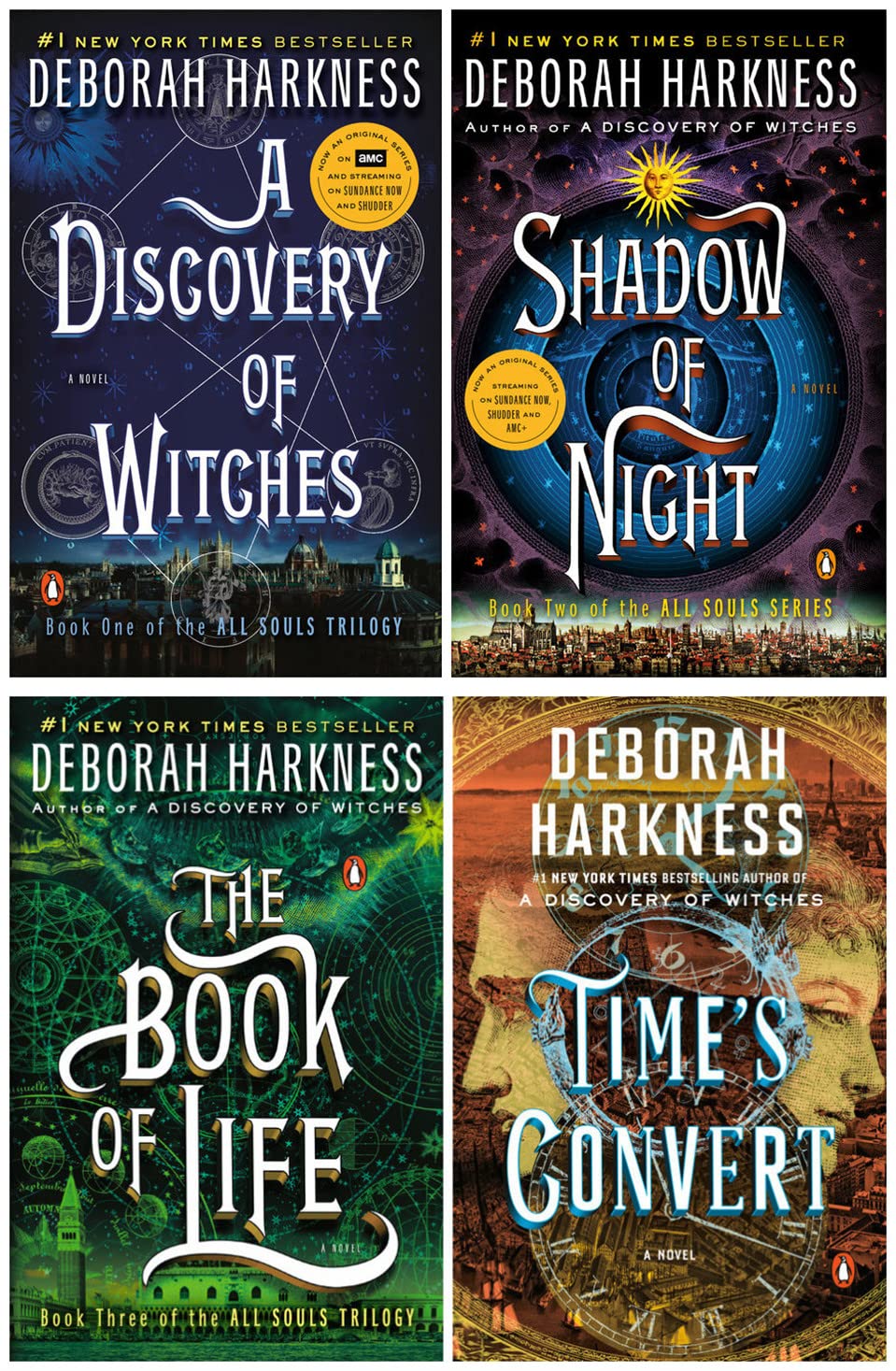 Deborah Harkness All Souls Series (1-4) Books Collection Set (A Discovery of Witches, Shadow of Night, The Book of Life, Time's Convert) Hardcover