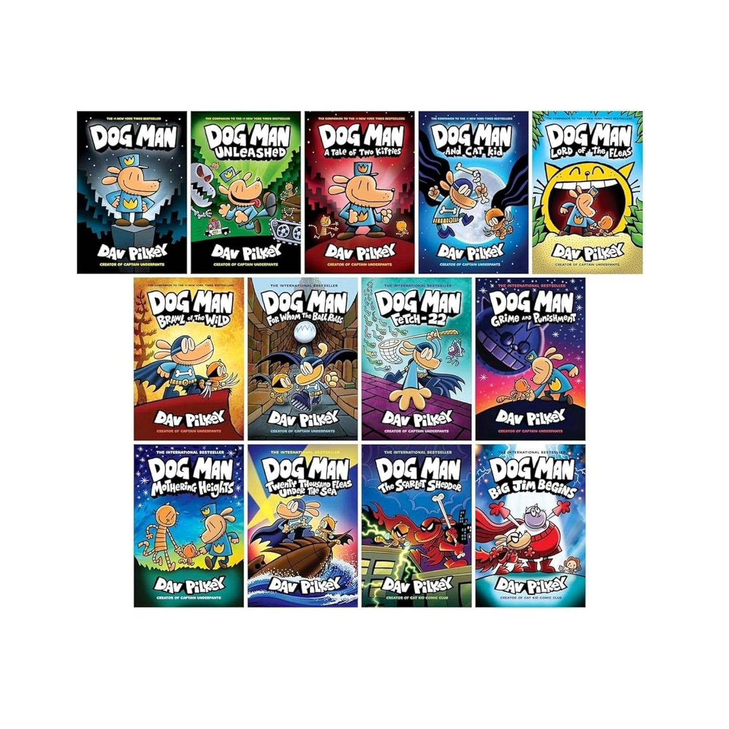 Dog Man Complete Hardcover Book Set – 13 Books -  Full Dog Man Series Collection - by Dav Pilkey - Hardcover