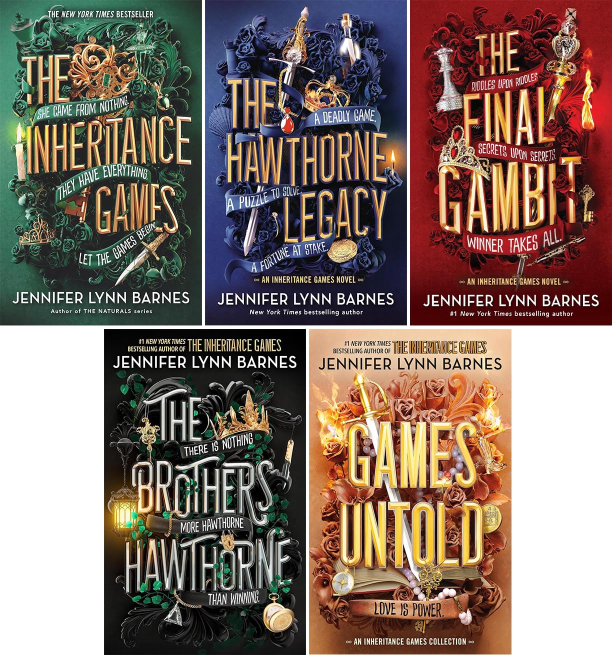 The Inheritance Games Series 5-Book Collection:The Inheritance Games, The Hawthorne Legacy, The Final Gambit, The Brothers Hawthorne, Games Untold- by Jennifer Lynn Barnes - Paperback