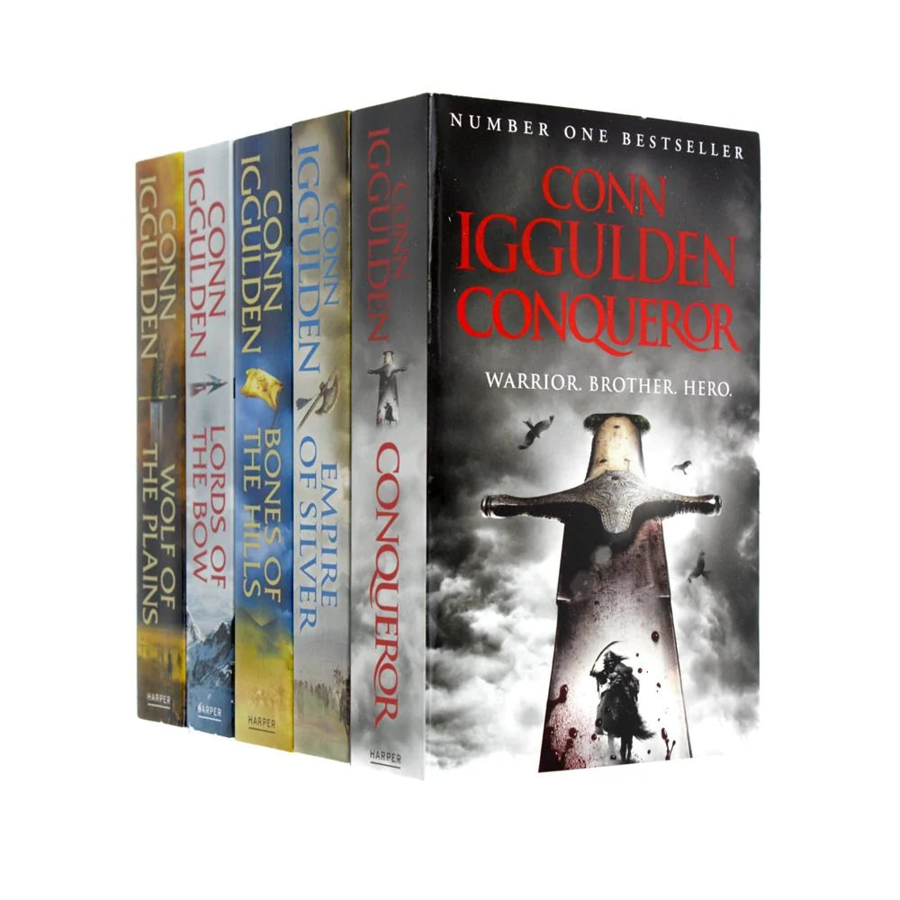Conqueror Series – Complete 5 Book Set: Wolf of the Plains, Lords of the Bow, Bones of the Hill, Empire of Silver & Conqueror - By Conn Iggulden - Paperback