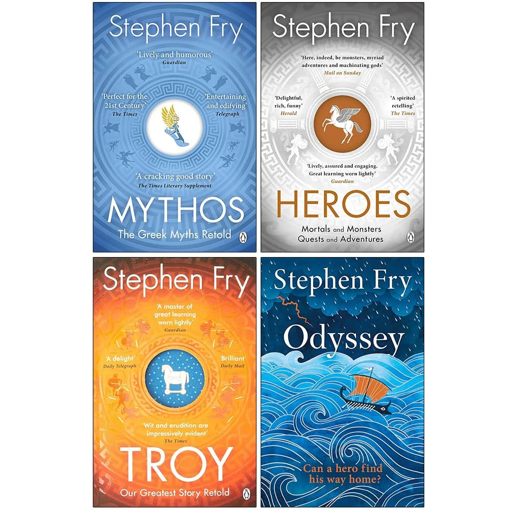 Stephen Fry's Greek Myths – Complete 4 Book Collection: Mythos, Heroes, Troy & Odyssey - By Stephen Fry - Paperback