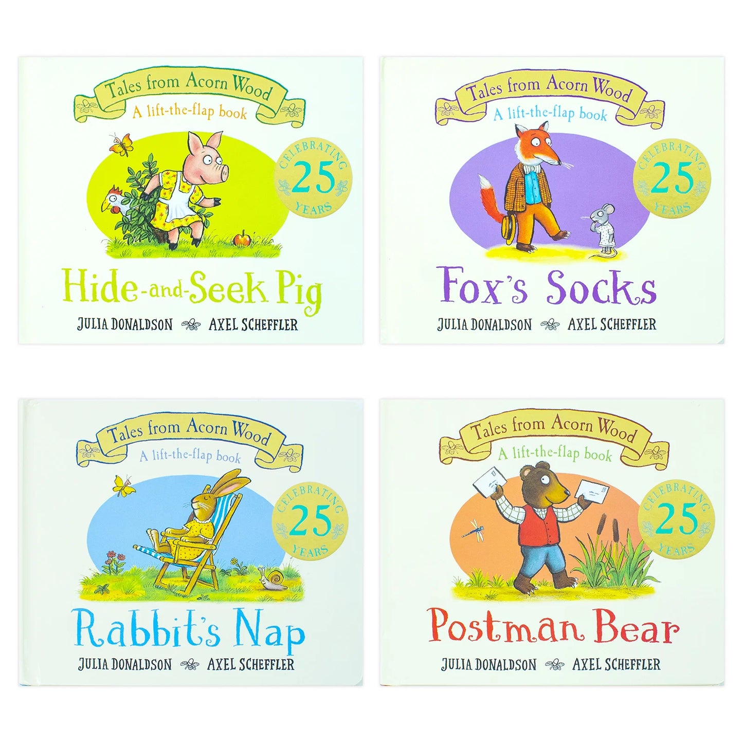 Tales From Acorn Wood – 4 Book Collection Set: Fox's Socks, Hide-and-Seek Pig, Rabbit's Nap & Postman Bear - By Julia Donaldson