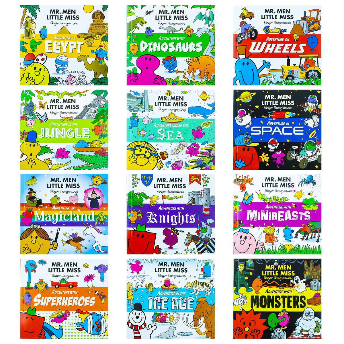 Mr. Men & Little Miss Adventures – 12 Book Collection Box Set: Monsters, Dinosaurs, Space & More - By Roger Hargreaves - Paperback