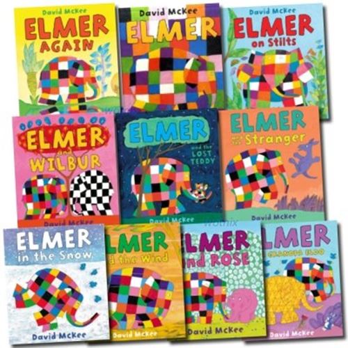 Elmer the Elephant Collection 10 Books Set: Elmer Elmer on Stilts Elmer and Wilb