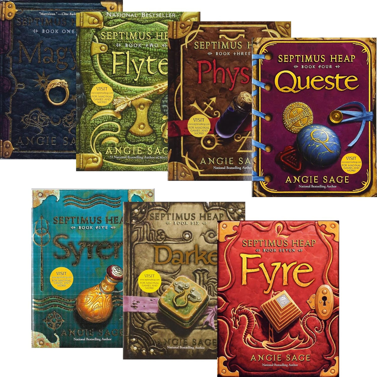 Septimus Heap – Complete 7 Book Collection: Magyk, Flyte, Physik, Queste, Syren, Darke & Fyre - By Angie Sage - Paperback