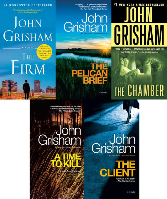 Set Of 5 John Grisham Novels: A Time To Kill, The Firm, Pelican Brief , The Client, The Chamber