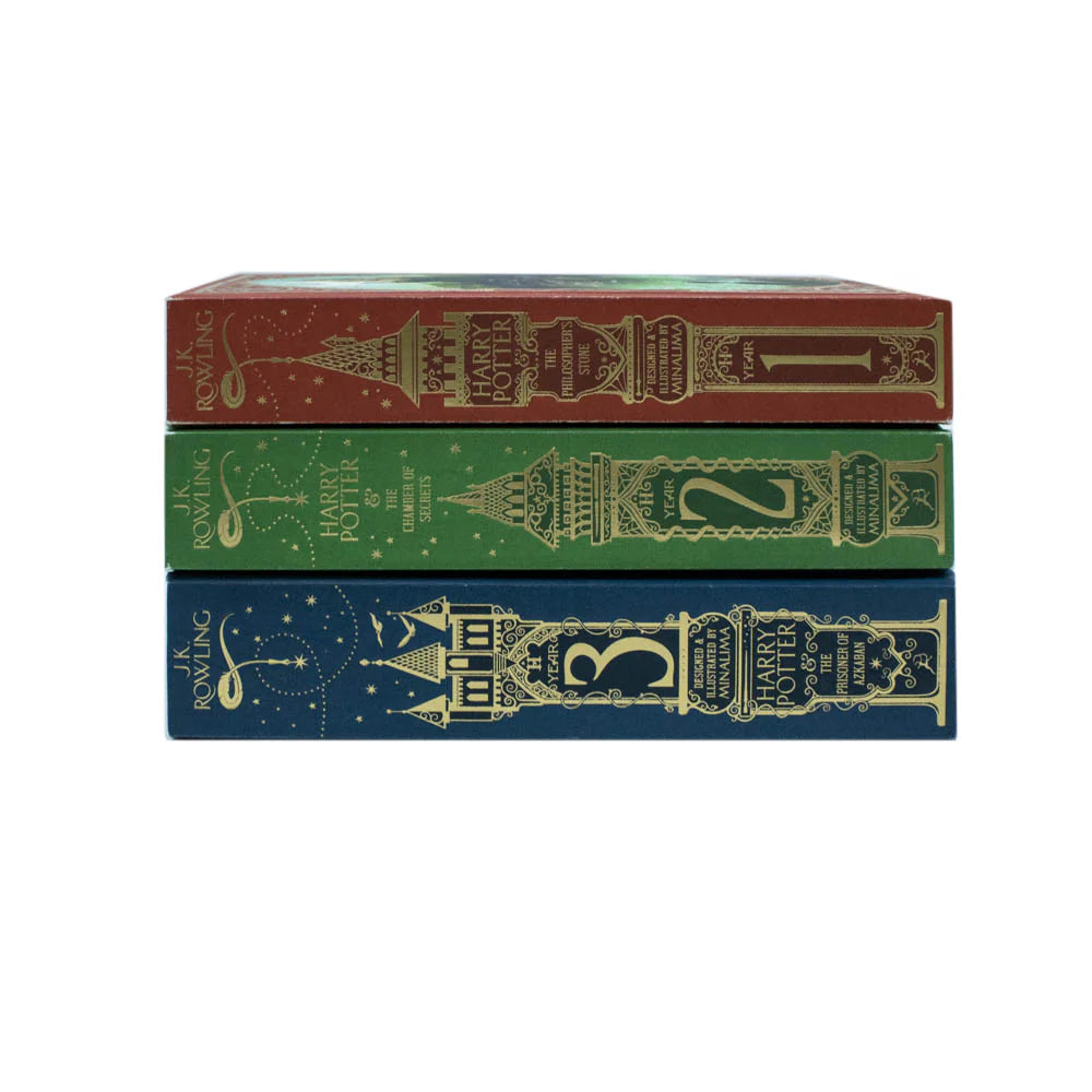 Harry Potter Mina Lima Collector's Edition Series Three Book Set: The Chamber of Secrets, The Philosopher’s Stone and The Prisoner of Azkaban - by J.K. Rowling - Hardcover