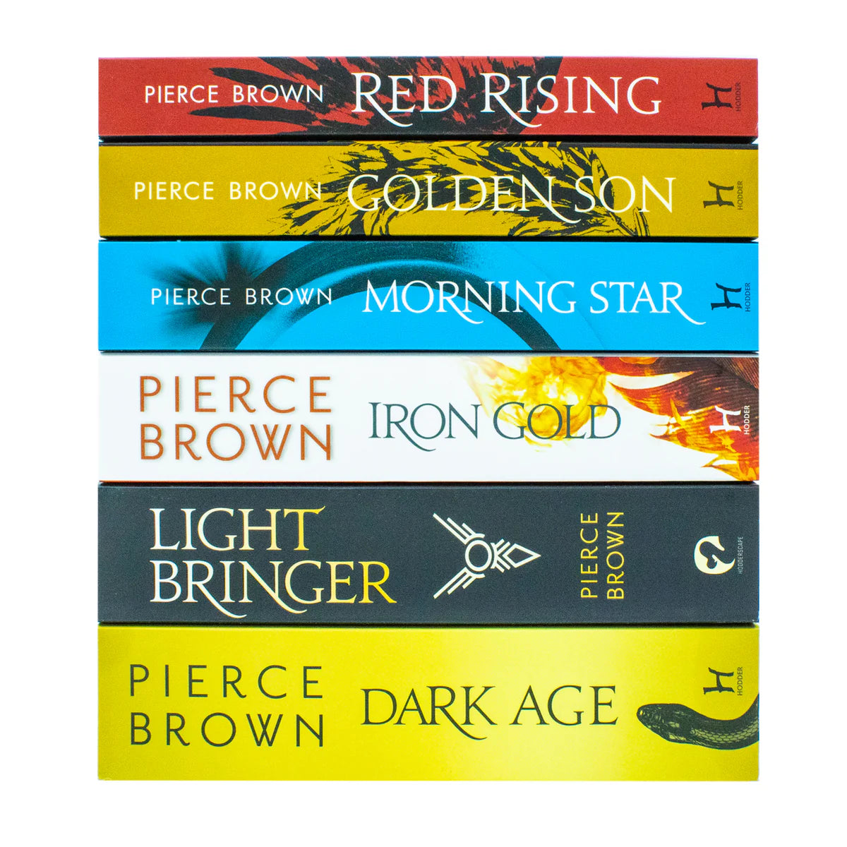 Red Rising Series Paperback - Vol. 1-6, 6 Book Set, Red Rising, Golden Son, Morning Star, Iron Gold, Light Bringer, Dark Age - by Pierce Brown - Paperback