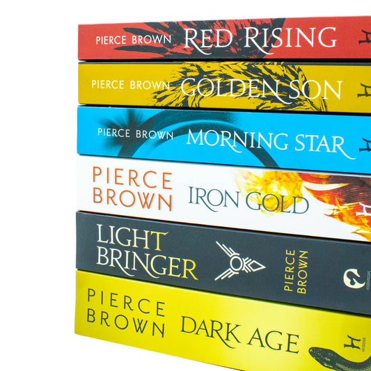 Red Rising Series Paperback - Vol. 1-6, 6 Book Set, Red Rising, Golden Son, Morning Star, Iron Gold, Light Bringer, Dark Age - by Pierce Brown - Paperback