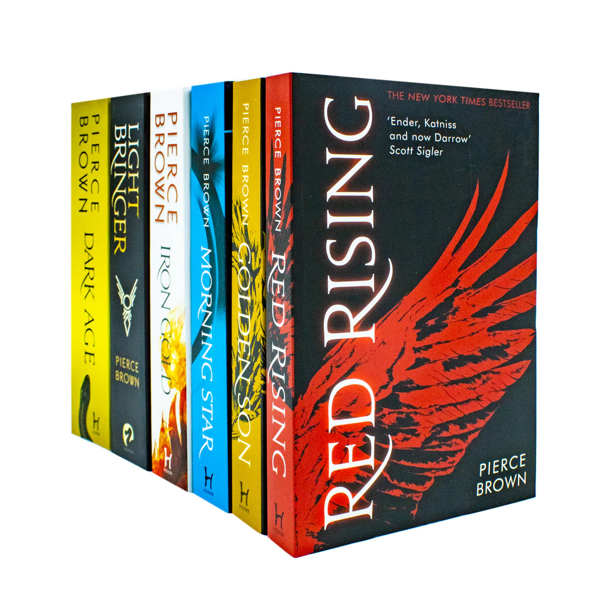 Red Rising Series Paperback - Vol. 1-6, 6 Book Set, Red Rising, Golden Son, Morning Star, Iron Gold, Light Bringer, Dark Age - by Pierce Brown - Paperback