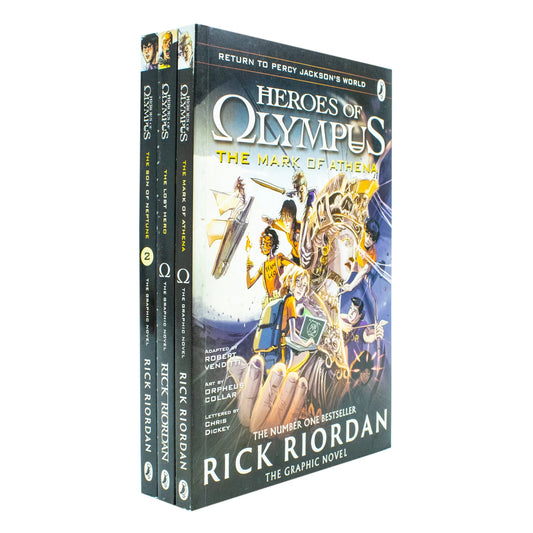Heroes of Olympus Graphic Novels – 3 Book Collection: The Lost Hero, The Son of Neptune & The Mark of Athena - By Rick Riordan - Paperback