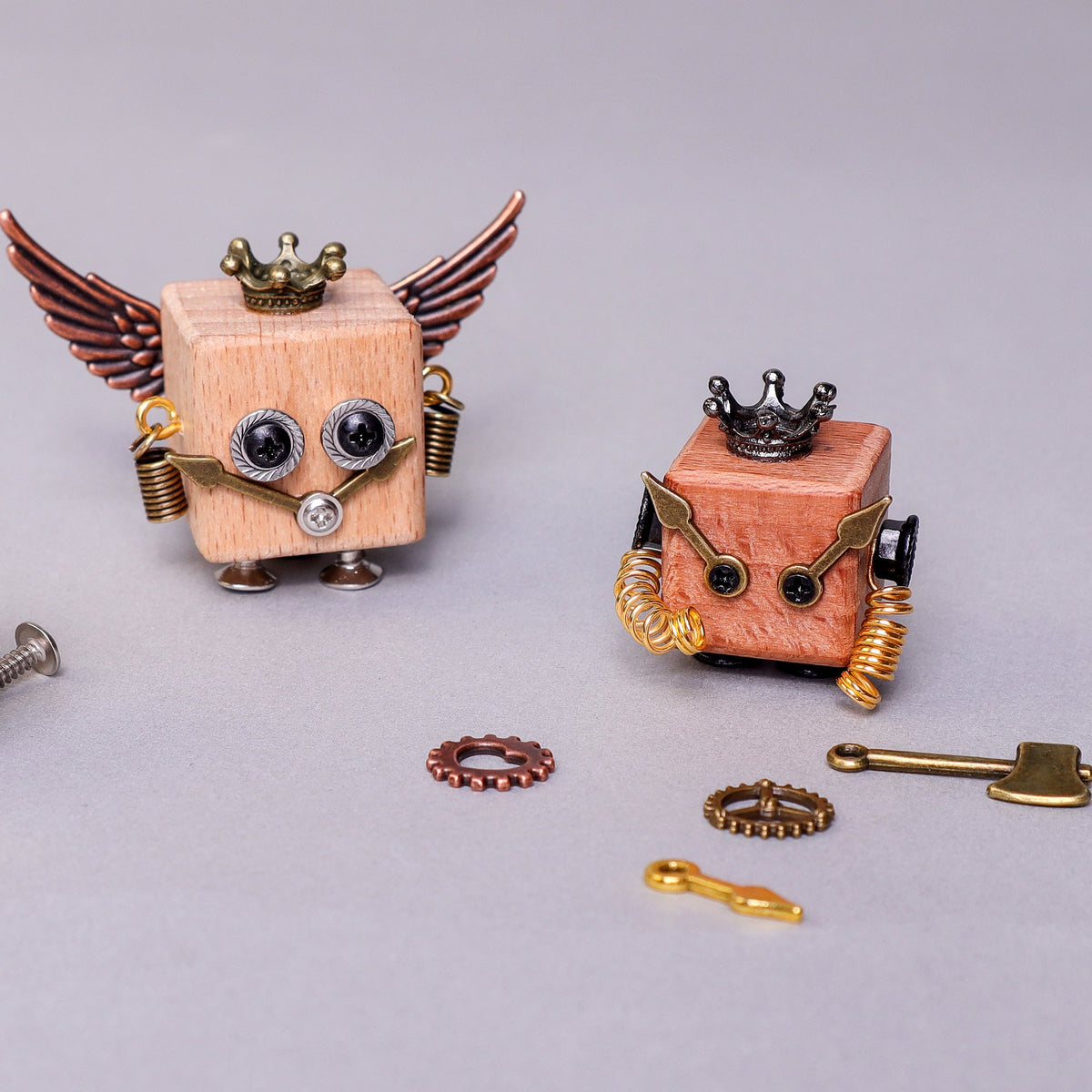 DIY Timberbot Kit – Build 2 Wooden Robots, Make Keychains & Necklaces