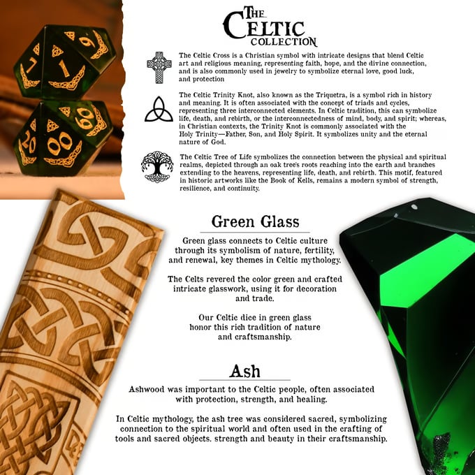 Pre-Order || Celtic Green Glass Dice Set - Dice Around the World Collection