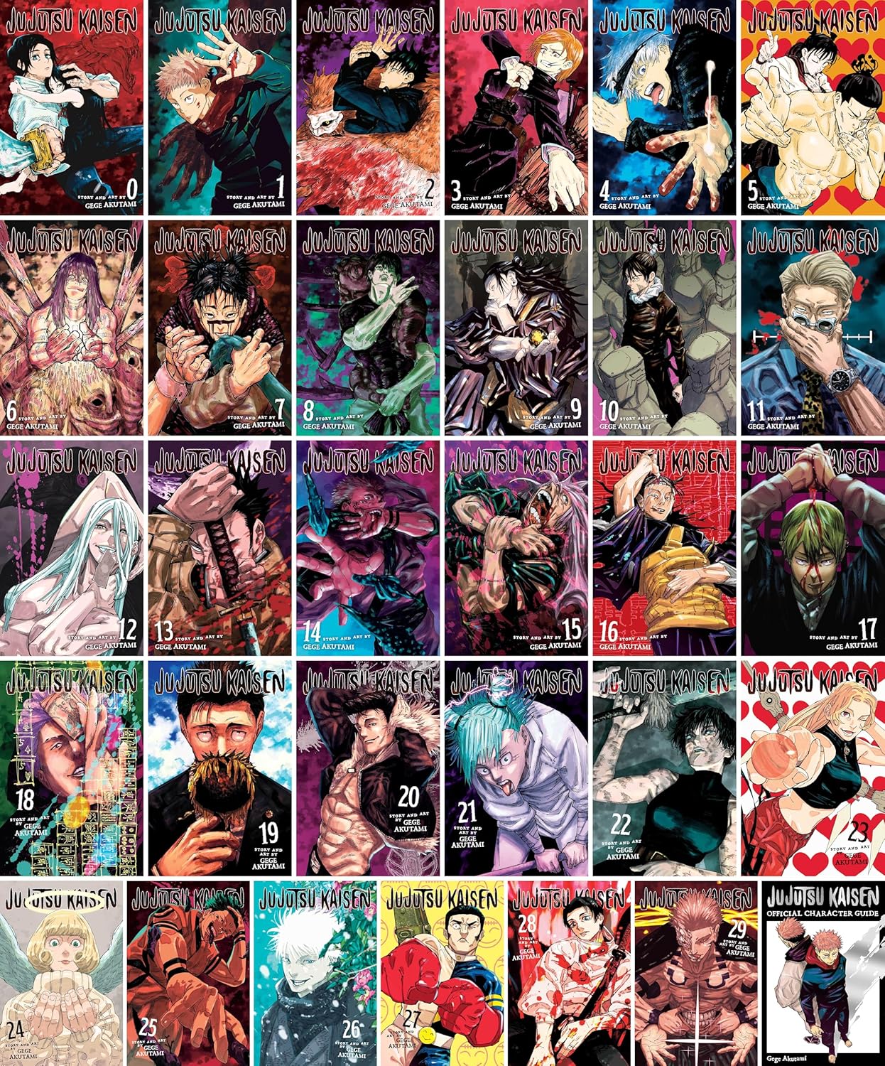 Jujutsu Kaisen Complete Manga Collection - 31 Book Set - Vols 0-29 + Official Character Guide - Gege Akutami - Manga Paperback