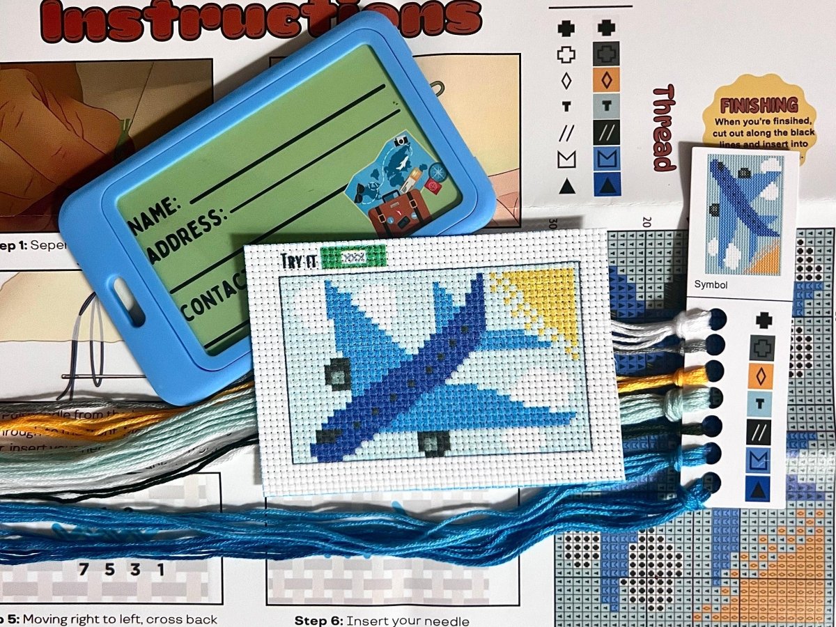 Blue Airplane Cross Stitch Kit