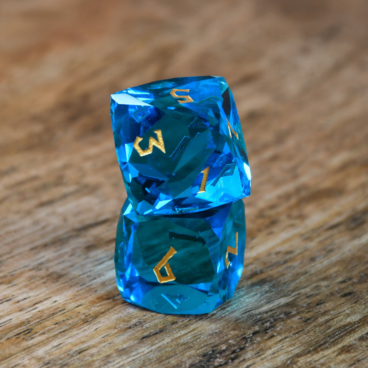 Pre-Order || Aquamarine Multifaceted Glass Dice Set